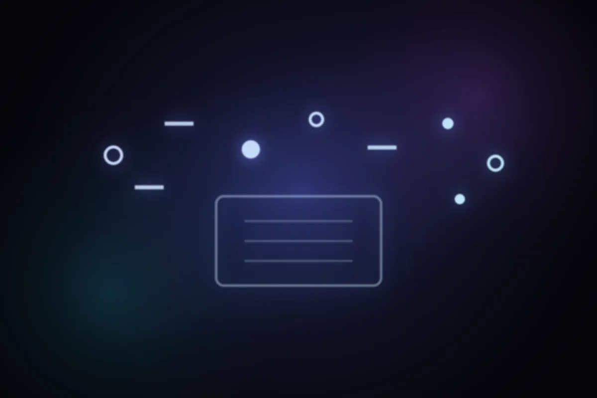 Abstract glowing artwork: a blank page ringed by scattered marks and prompts