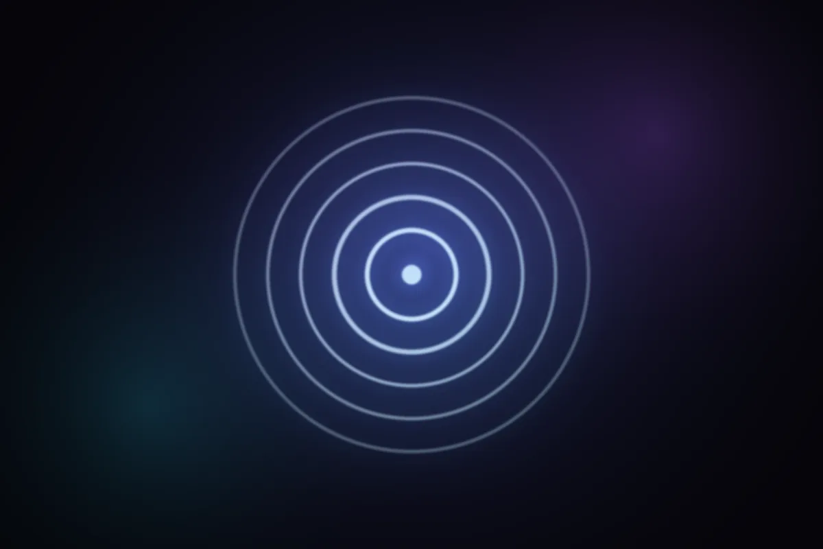 Abstract glowing artwork: concentric rings spreading outward from a single still point