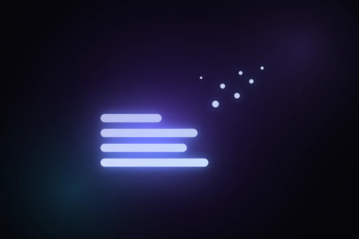 Abstract glowing artwork: written lines lifting off the page and dissolving upward
